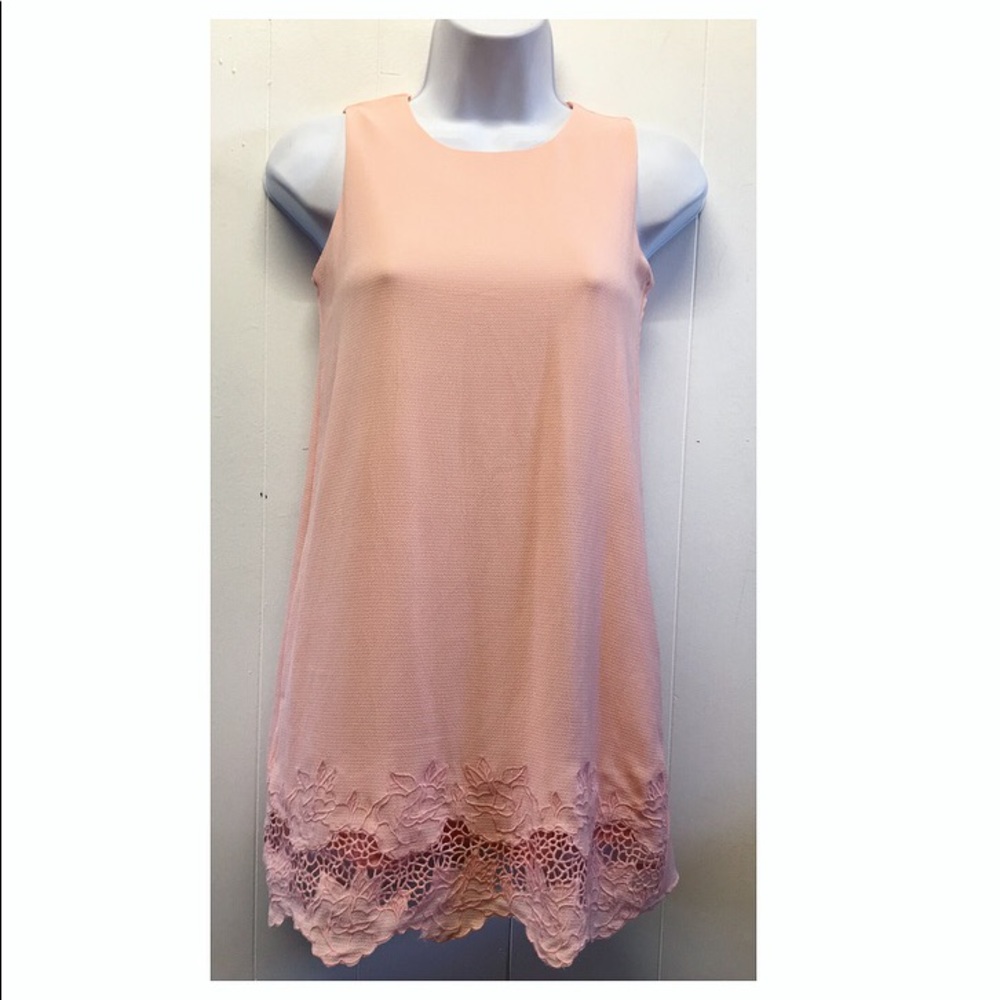 Monteau | Pink Sleeveless Crochet Detail Dress or long tunic •